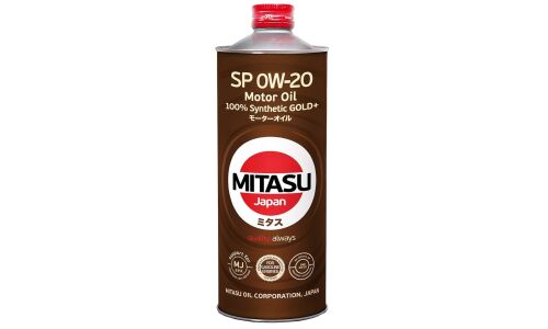 Масло моторное Mitasu Gold Plus 0w20, синтетическое, API SP, ILSAC GF-6A, для бензинового двигателя, 1л, арт. MJ-P02/1