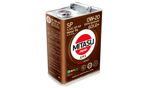 Масло моторное Mitasu Gold Plus 0w20, синтетическое, API SP, ILSAC GF-6A, для бензинового двигателя, 4л, арт. MJ-P02/4