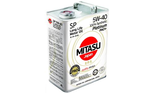 Масло моторное Mitasu Platinum PAO+ 5w40, синтетическое, API SP/CF, ACEA C3, для бензинового двигателя, 4л, арт. MJ-112/4
