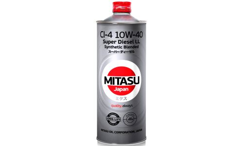 Масло моторное Mitasu Super Diesel Long Life 10w40, полусинтетическое, API CI-4/SL, ACEA A3/B3/B4/E7, для дизельного двигателя, 1л, арт. MJ-222/1