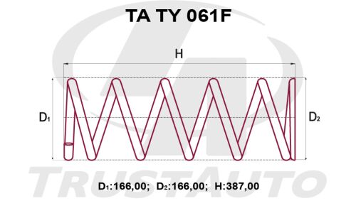 Пружина подвески TrustAuto усиленная, передняя, арт. TA TY 061F