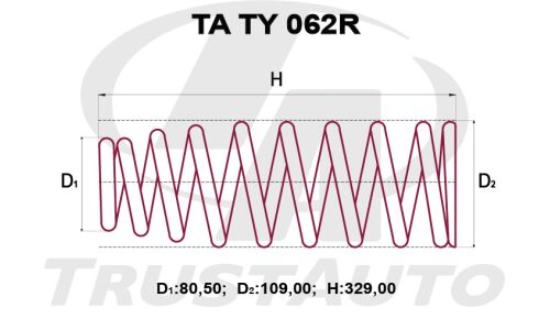 Пружина подвески TrustAuto усиленная, задняя, арт. TA TY 062R