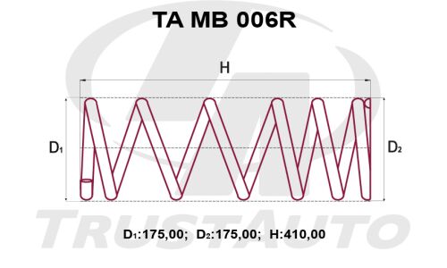 Пружина подвески TrustAuto усиленная, задняя, арт. TA MB 006R