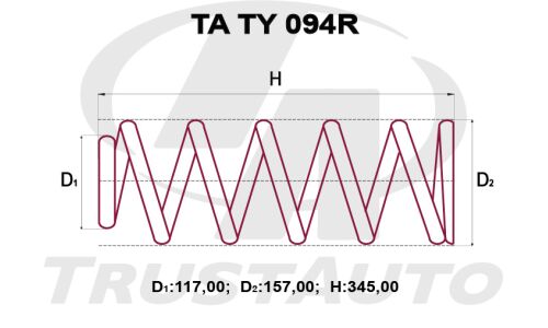 Пружина подвески TrustAuto усиленная, задняя, арт. TA TY 094R