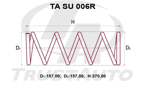 Пружина подвески TrustAuto усиленная, задняя, арт. TA SU 006R