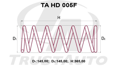 Пружина подвески TrustAuto усиленная, передняя, арт. TA HD 005F