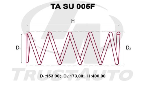 Пружина подвески TrustAuto усиленная, передняя, арт. TA SU 005F