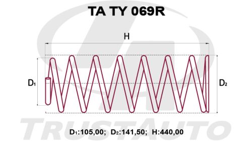 Пружина подвески TrustAuto усиленная, задняя, арт. TA TY 069R