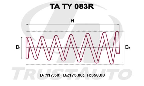 Пружина подвески TrustAuto усиленная, задняя, арт. TA TY 083R