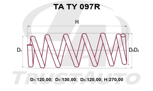 Пружина подвески TrustAuto усиленная, задняя, арт. TA TY 097R