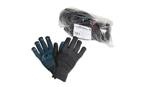 Перчатки хлопчатобумажные Airline, с ПВХ покрытием, чёрные, 7.5/8 класс вязки, размер XL, 5 пар, арт. AWG-C-03