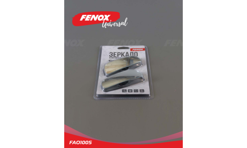 Зеркало заднего вида вспомогательное Fenox, прямоугольное, 95x33мм, универсальное, на двустороннем скотче, 2 шт, арт. FAO1005