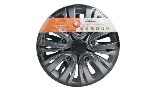 Колпаки на колеса Airline Лион +, 15", серебристо-черные, под карбон, 2шт, арт. AWCC-15-02