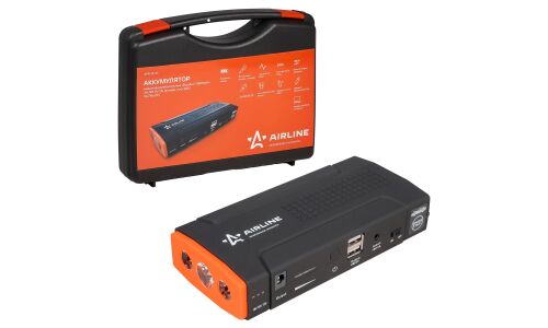 Портативное пусковое устройство Airline, с функцией Power Bank, 13800мАч, 12В, ток пуска 200А, 2хUSB порта, с фонариком, арт. APB-14-06
