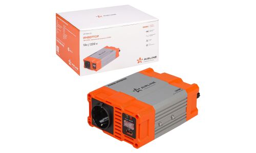 Инвертор напряжения Airline, 12В(DC)→220В(AC), 50Гц, 500Вт, (+USB 5В), арт. API-400-03