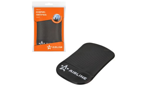 Коврик противоскользящий Airline, на приборную панель, полиуретан, 92х145мм, чёрный цвет, арт. ASM-B-01