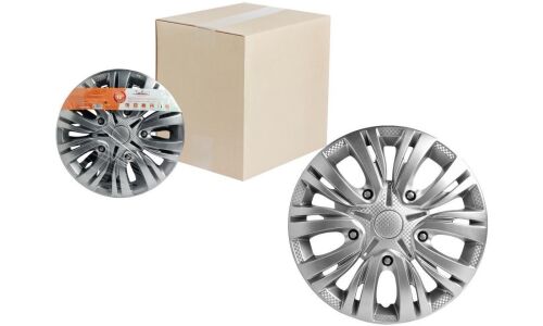 Колпаки на колеса Airline Лион, 13", серебристые, под карбон, 2шт, арт. AWCC-13-01