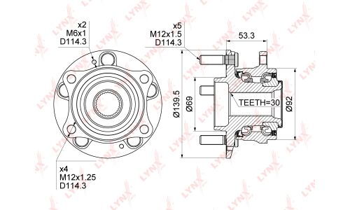 Ступица колеса LYNXauto, арт. WH-1168