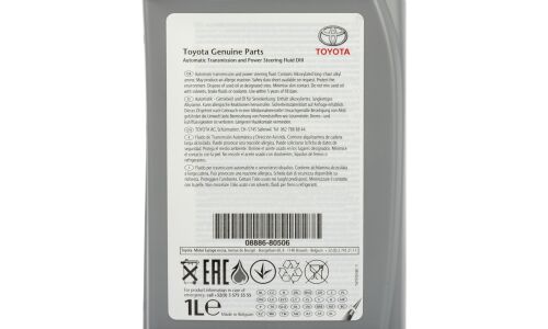 Масло трансмиссионное Toyota ATF Automatic Transmission And Power Steering Fluid DIII синтетическое, DEXRON III, для АКПП и ГУР, 1л, арт. 08886-80506