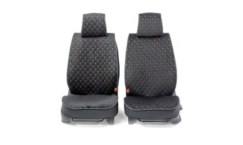Чехлы-накидки Autoprofi CarPerformance для передних сидений, алькантара, черный с бежевой прострочкой, 2 предмета