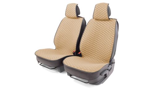 Чехлы-накидки Autoprofi CarPerformance для передних сидений, лён крупного плетения, бежевый цвет, каркасные, 2 предмета