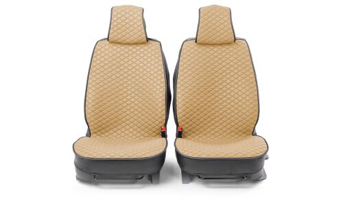 Чехлы-накидки Autoprofi CarPerformance для передних сидений, лён крупного плетения, бежевый цвет, каркасные, 2 предмета
