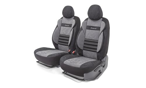 Чехлы Autoprofi Comfort Combo для передних сидений, велюр, черный/серый цвет, 4 предмета