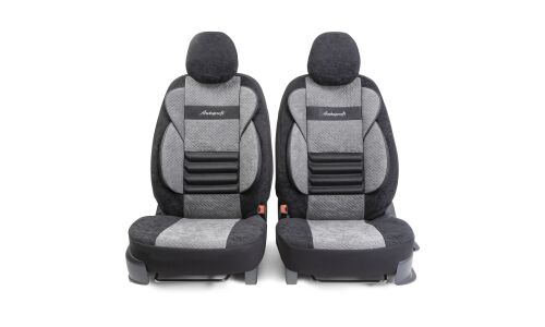 Чехлы Autoprofi Comfort Combo для передних сидений, велюр, черный/серый цвет, 4 предмета
