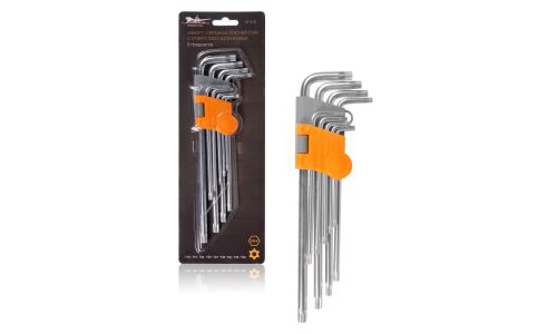 Набор ключей TORX Airline, T10–T50, длинные, комплект 9 предметов, с держателем, арт. AT-9-21
