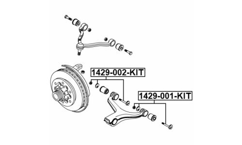 Комплект болта регулировочного (эксцентрика) Febest 1429-001-KIT, для SsangYong (OEM 4454008C00) (+гайка, шайба, втулка)