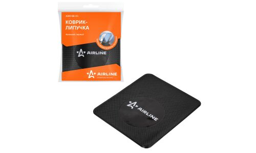 Коврик противоскользящий Airline, на приборную панель, полиуретан, 160x138мм, чёрный цвет, арт. ASM-BB-03