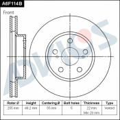 Диск тормозной ADVICS, арт. A6F114B