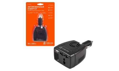 Инвертор напряжения Airline, 12В(DC)→220В(AC), 50Гц, 150Вт, (+USB 5В), арт. API-150-01