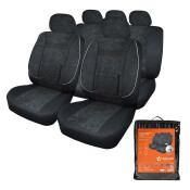 Чехлы Airline Monro для передних и задних сидений, велюр, черный цвет, 11 предметов Чехлы Airline Monro для передних и задних сидений, велюр, черный цвет, 11 предметов