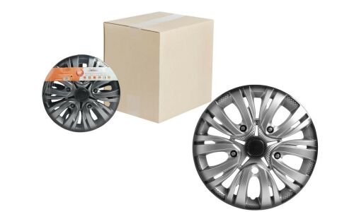 Колпаки на колеса Airline Лион +, 13", серебристо-черные, под карбон, 2шт, арт. AWCC-13-02