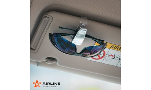 Держатель для очков Airline, на солнцезащитный козырек, серый, арт. AH-GH-01