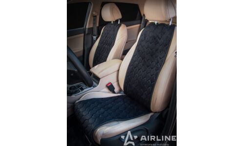 Накидки Airline Алькантара для передних сидений, полиэстер, черный цвет, 2 предмета