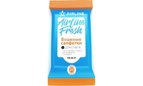 Салфетки влажные Airline Fresh, для стеклянных поверхностей, пакет 20 шт, арт. AN-M-01