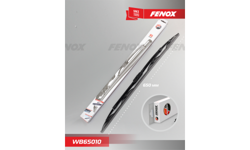 Щётка стеклоочистителя Fenox 650мм (26") каркасная, всесезонная, крепление J-Hook, 1 шт, арт. WB65010