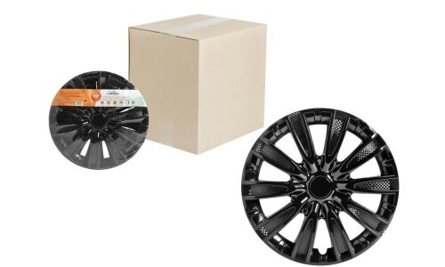 Колпаки на колеса Airline Торнадо, 14", черные глянцевые, под карбон, 2шт, арт. AWCC-14-09