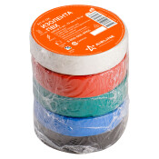 Лента клейкая изоляционная Airline, ПВХ, 19мм x 10м, цвет в ассортименте, 5 рулонов, арт. AIT-P-17K