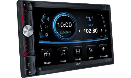 Мультимедийный центр ACV WD-6930, 2 DIN, Bluetooth/USB/AUX/MicroSD, 6.9" (1024x600), 4x50Вт, поддержка камеры заднего вида и кнопок мультируля, настраиваемая подсветка