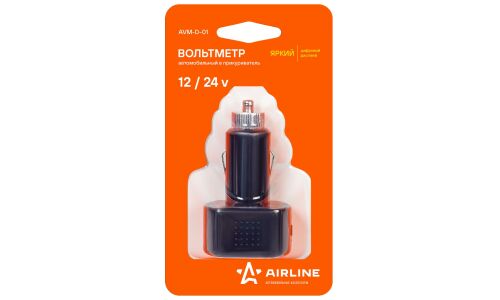 Автомобильный вольтметр Airline, в прикуриватель 12/24В, цифровой дисплей, арт. AVM-D-01