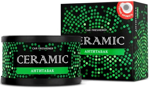 Ароматизатор на торпедо Tensy Ceramic Антитабак, меловой, баночка 60г, арт. TC-76