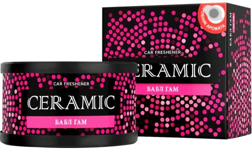 Ароматизатор на торпедо Tensy Ceramic Бабл Гам, меловой, баночка 60г, арт. TC-72