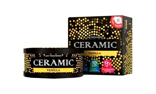 Ароматизатор на торпедо Tensy Ceramic Ваниль, меловой, баночка 60г, арт. TC-77