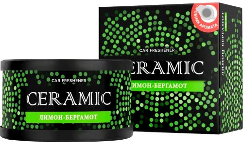 Ароматизатор на торпедо Tensy Ceramic Лимон-Бергамот, меловой, баночка 60г, арт. TC-74