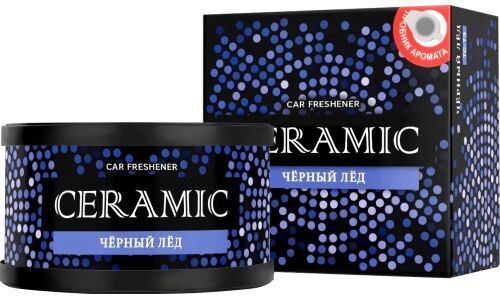 Ароматизатор на торпедо Tensy Ceramic Чёрный лёд, меловой, баночка 60г, арт. TC-73