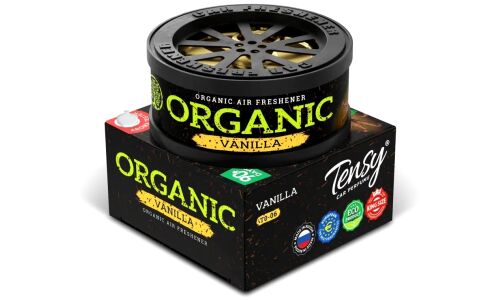 Ароматизатор на торпедо Tensy Organic Vanilla (Ваниль), с растительным наполнителем, баночка 20г, арт. TO-06