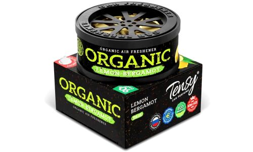 Ароматизатор на торпедо Tensy Organic Lemon Bergamot (Лимон-Бергамот), с растительным наполнителем, баночка 20г, арт. TO-05